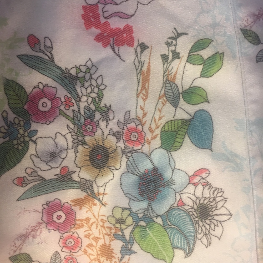 Denim white flower mini skirt